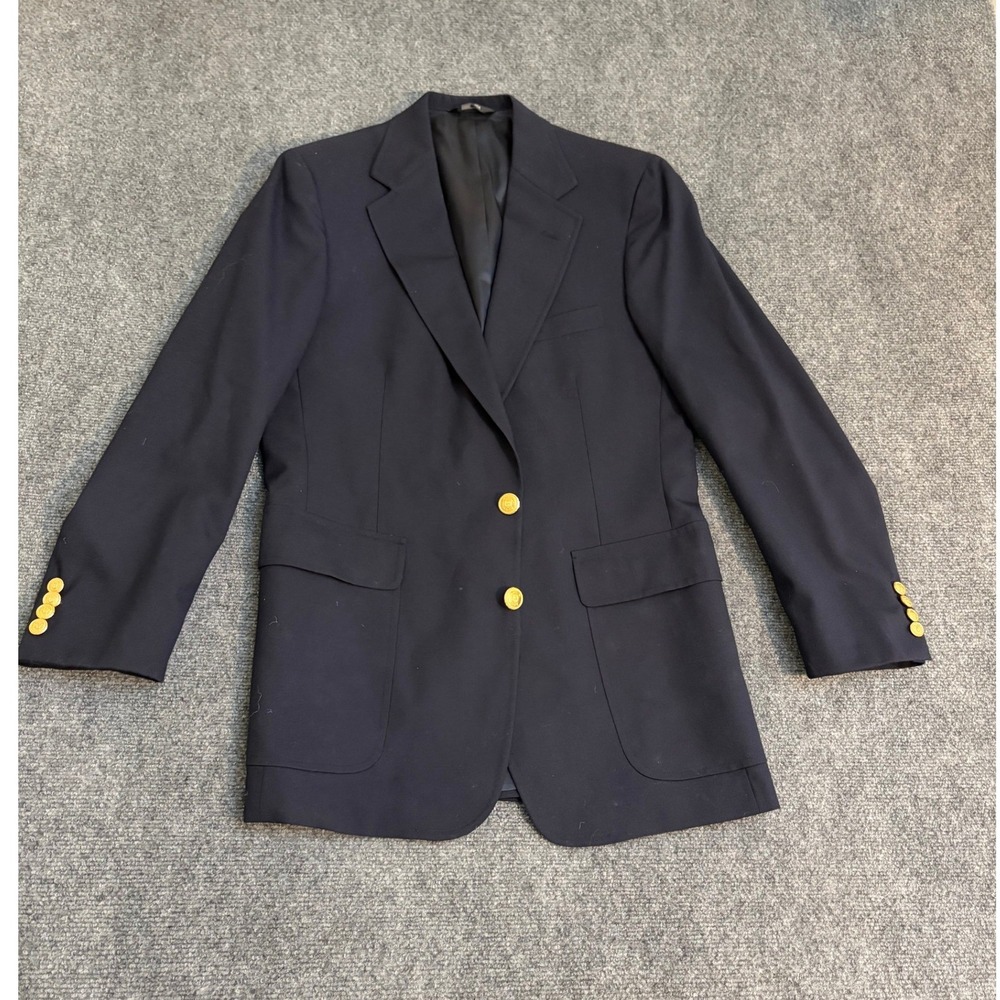 Polo University Club Ralph Lauren Navy Blue Blazer Gold Buttons Vintage 40R